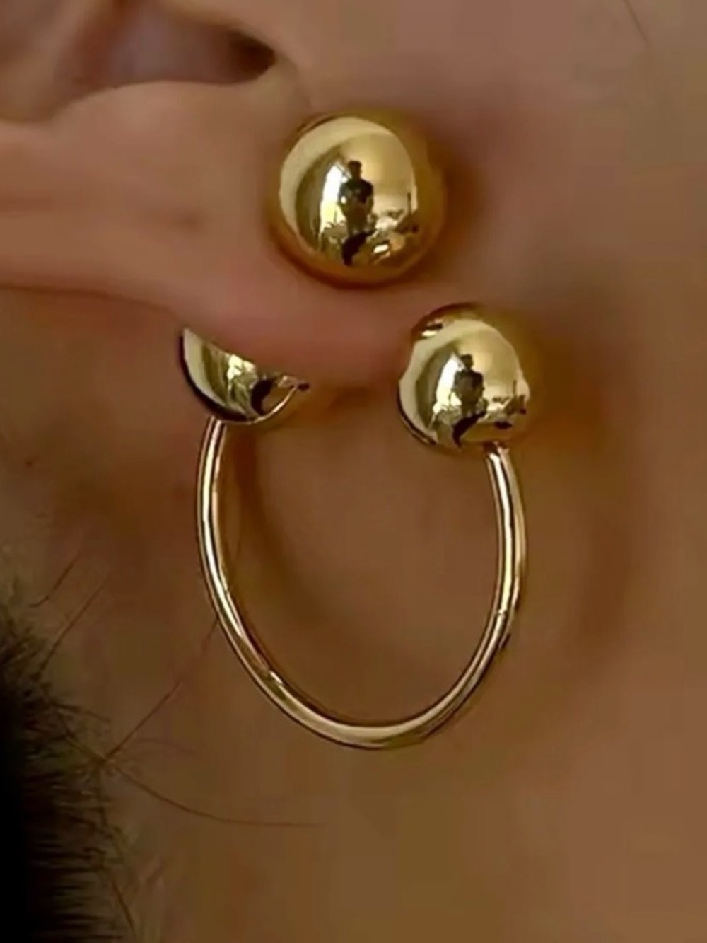 Silver Ball Hoop Earrings - Women Jewelry